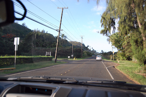 Entering the North Shore, coming around from the Windward Side of Oahu.